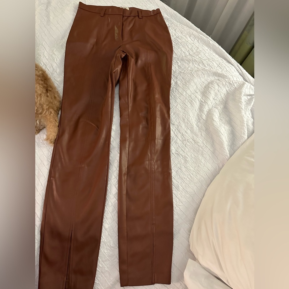 Jason Wu Faux Leather Brown Pants size S